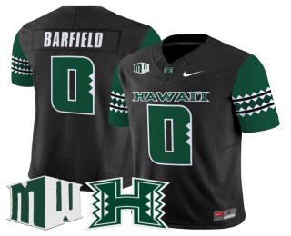 Men's Hawaii Rainbow Warriors #0 Cam Barfield Home Black F.U.S.E. 2025 Vapor Limited Football Jersey