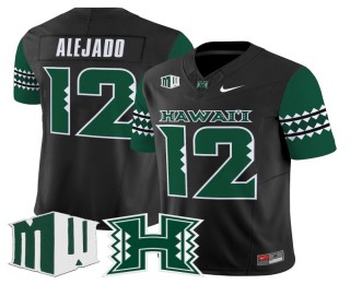 Men's Hawaii Rainbow Warriors #12 Micah Alejado Home Black F.U.S.E. 2025 Vapor Limited Football Jersey