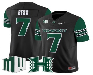 Men's Hawaii Rainbow Warriors #7 Davone Bess Home Black F.U.S.E. 2025 Vapor Limited Football Jersey