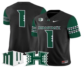 Men's Hawaii Rainbow Warriors #1 Home Black F.U.S.E. 2025 Vapor Limited Football Jersey