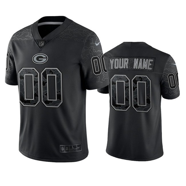 Men's Green Bay Packers ACTIVE PLAYER Custom Black Reflective Limited Stitched Football Jersey