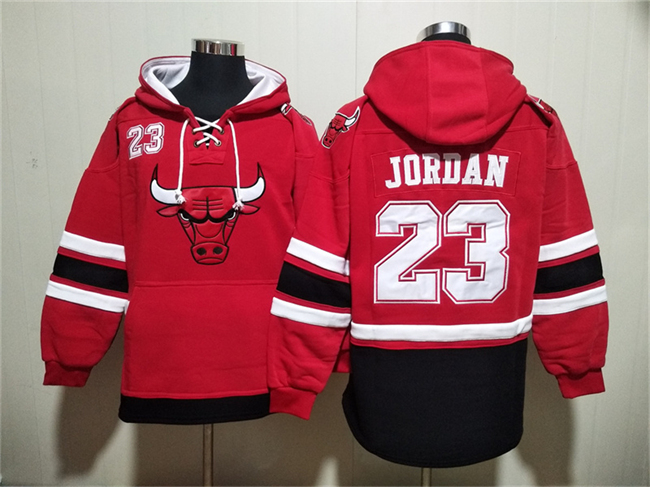 Men's Chicago Bulls #23 Michael Jordan Red Ageless Must-Have Lace-Up Pullover Hoodie