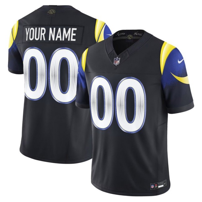Women's Los Angeles Rams Active Player Custom 'Rivalries' Midnight Mode 2025 F.U.S.E. Vapor Limited Stitched Football Jersey