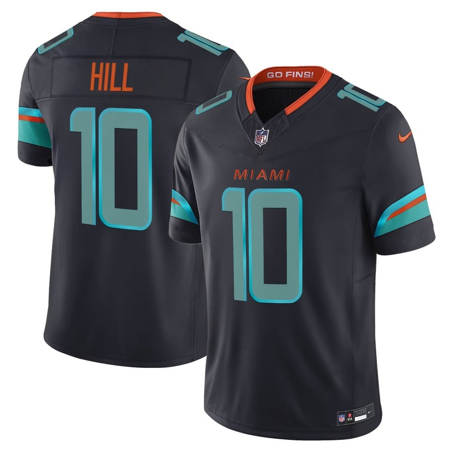 Men's Miami Dolphins #10 Tyreek Hill Dark Waters Nike 'Rivalries' 2025 F.U.S.E. Vapor Limited Jersey