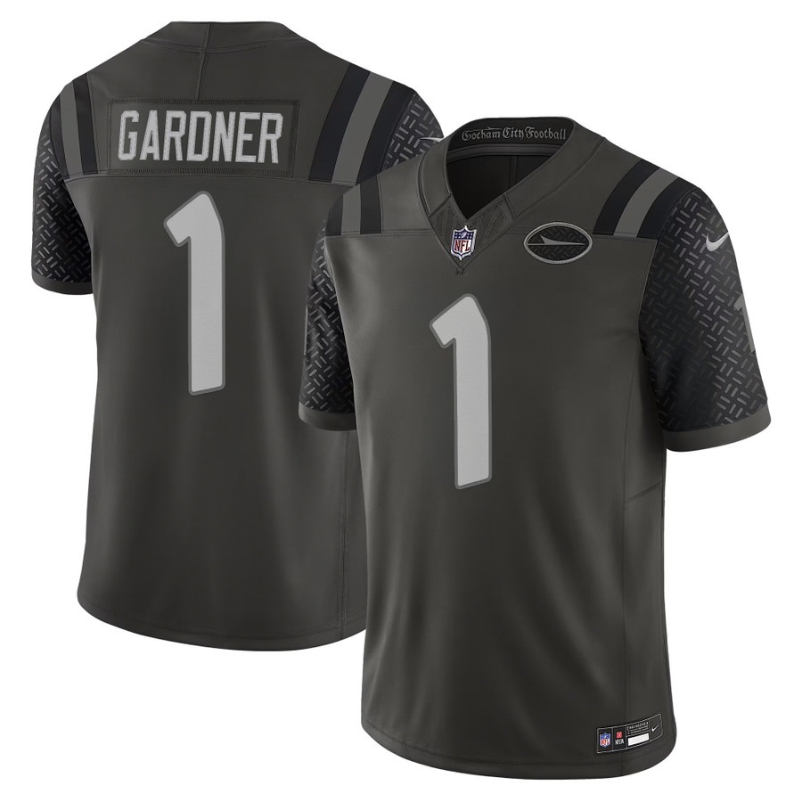 Men's New York Jets #1 Sauce Gardner Gotham City Football Club Nike Rivalries 2025 F.U.S.E. Vapor Limited Jersey
