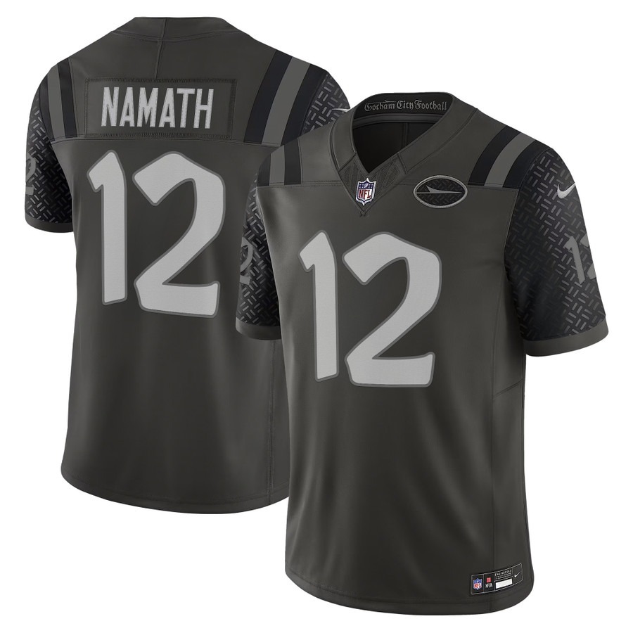 Men's New York Jets #12 Joe Namath Gotham City Football Club Nike Rivalries 2025 F.U.S.E. Vapor Limited Jersey