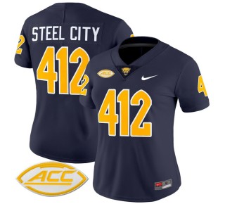 Women's Pittsburgh Panthers 412 Steel City Navy 2025 Nike Vapor Limited Stitched Football Jersey