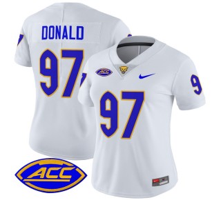 Women's Pittsburgh Panthers #97 Aaron Donald White 2025 Nike Vapor Limited Stitched Football Jersey