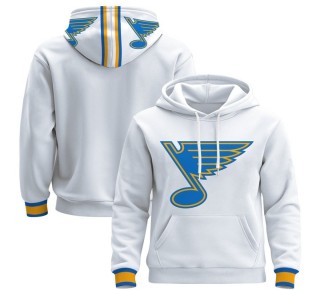 Men's St. Louis Blues Blank White 2025-26 Premium Pullover Hoodie - All Stitched
