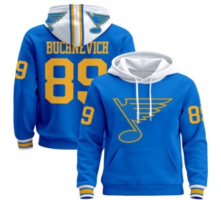 Men's St. Louis Blues #89 Pavel Buchnevich Blue 2025-26 Premium Pullover Hoodie - All Stitched