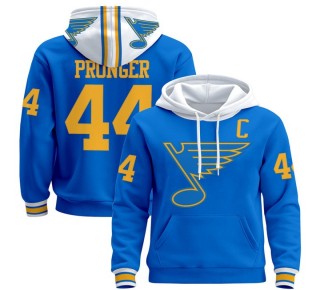 Men's St. Louis Blues #44 Chris Pronger Blue 2025-26 Premium Pullover Hoodie - All Stitched