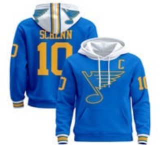 Men's St. Louis Blues #10 Brayden Schenn Blue 2025-26 Premium Pullover Hoodie - All Stitched