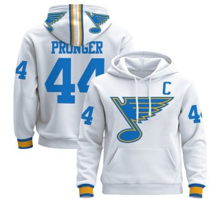 Men's St. Louis Blues #44 Chris Pronger White 2025-26 Premium Pullover Hoodie - All Stitched