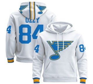 Men's St. Louis Blues #84 Ozzy Osbourne White 2025-26 Premium Pullover Hoodie - All Stitched