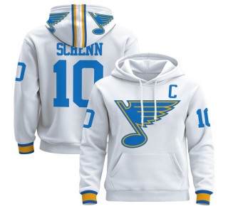 Men's St. Louis Blues #10 Brayden Schenn White 2025-26 Premium Pullover Hoodie - All Stitched