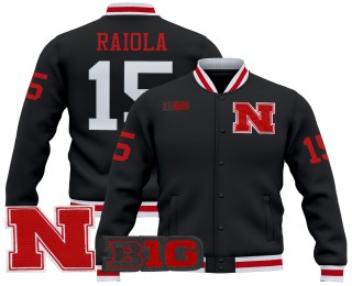Men's Nebraska Cornhuskers #15 Dylan Raiola Black 2025 Premium Jacket - All Stitched