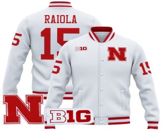 Men's Nebraska Cornhuskers #15 Dylan Raiola White 2025 Premium Jacket - All Stitched