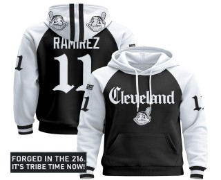 Men's Cleveland Indians #11 Jose Ramirez Alternate 2025 'Gothic Iron Edition' Premium Pullover Hoodie - All Stitched