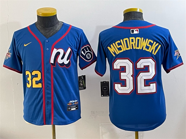 Youth National League #32 Jacob Misiorowski Blue 2025 All-Star Edition Limited Stitched Baseball Jersey