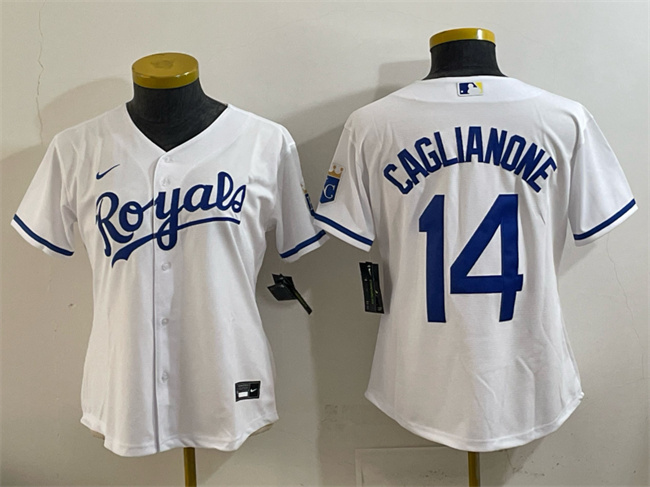 Youth Kansas City Royals #14 Jac Caglianone White Cool Base Stitched Baseball Jersey