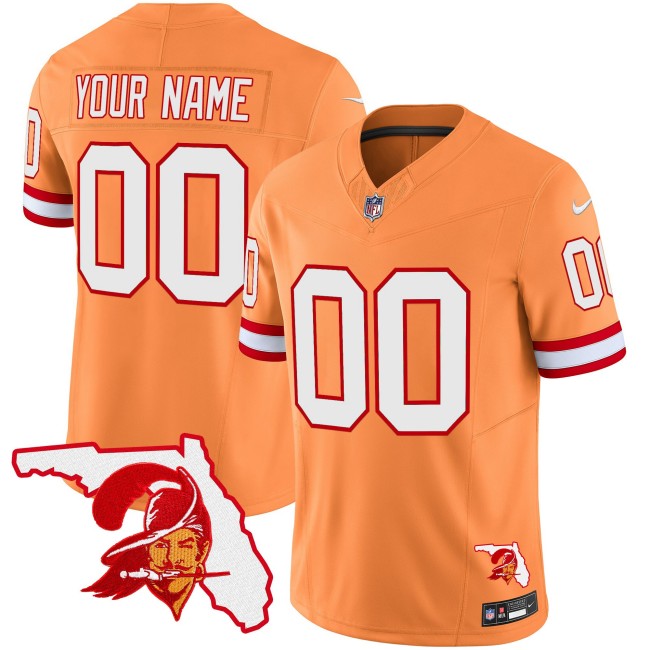 Buccaneers Custom Creamsicle Nike FUSE Vapor Limited Stitched Jersey V2 - Florida Map Patch