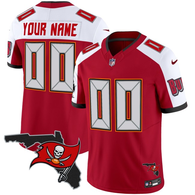 Buccaneers Custom Red White Nike FUSE Vapor Limited Stitched Jersey V2 - Florida Map Patch