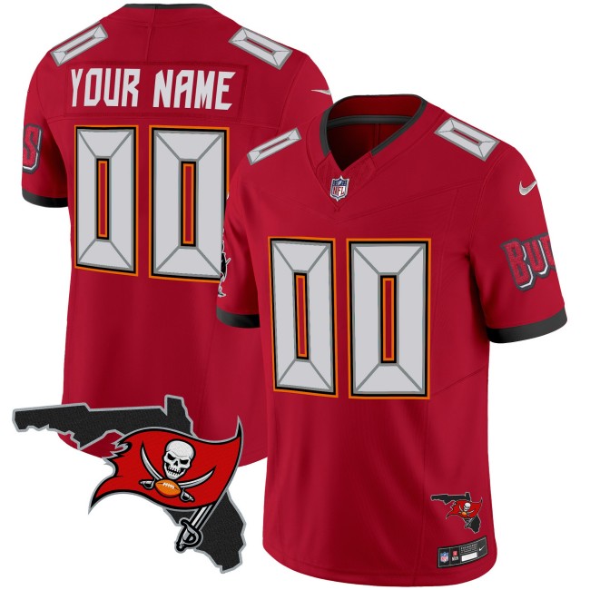 Buccaneers Custom Red Nike FUSE Vapor Limited Stitched Jersey V2 - Florida Map Patch