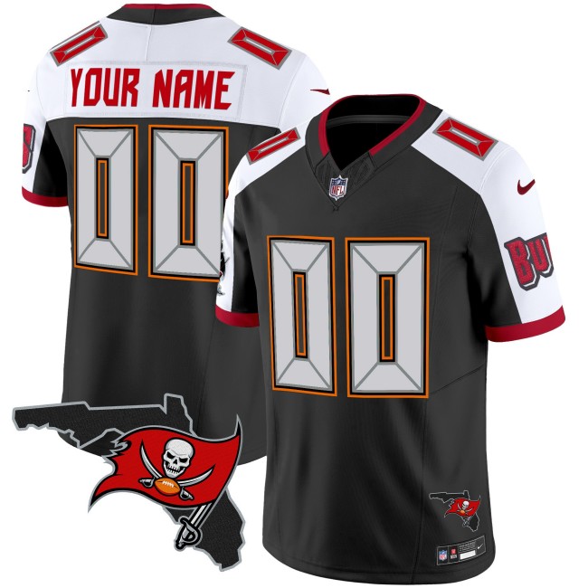 Buccaneers Custom Black White Nike FUSE Vapor Limited Stitched Jersey V2 - Florida Map Patch