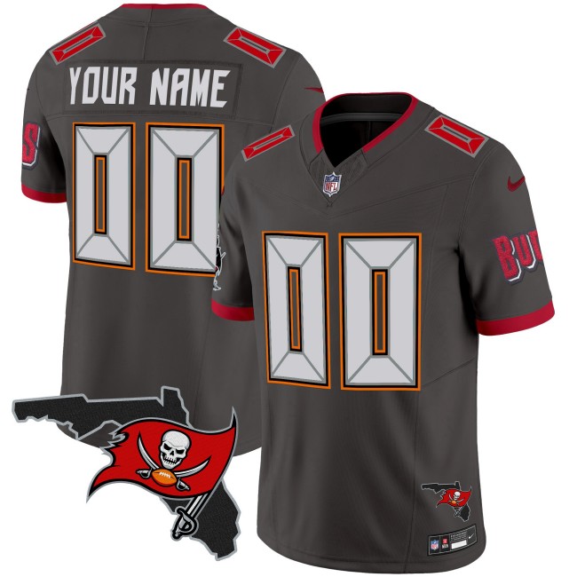 Buccaneers Custom Pewter Nike FUSE Vapor Limited Stitched Jersey V2 - Florida Map Patch
