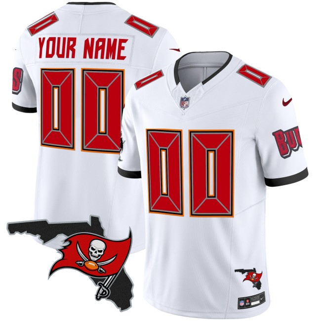 Buccaneers Custom White Nike FUSE Vapor Limited Stitched Jersey V2 - Florida Map Patch