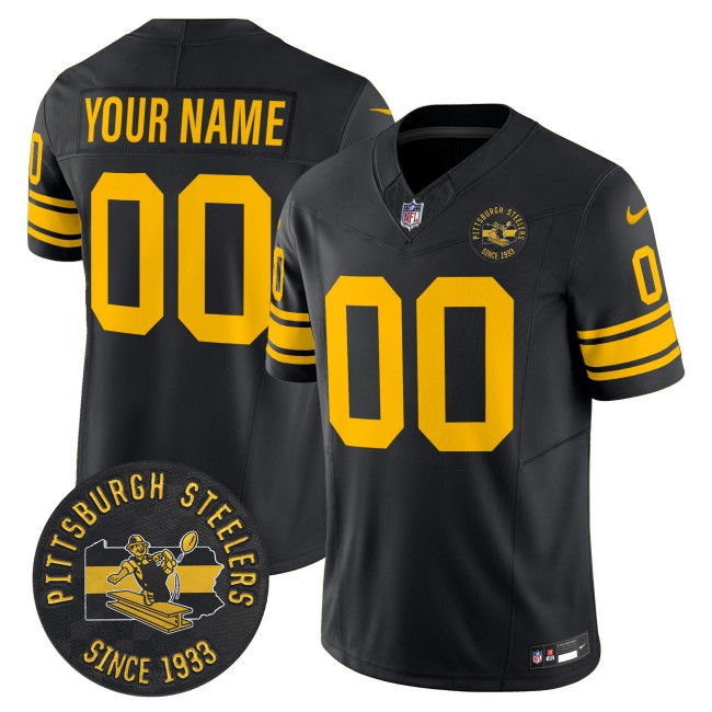 Pittsburgh Steelers Custom Black Throwback 1962 FUSE Vapor Limited Stitched Jersey - Est. 1933 Patch