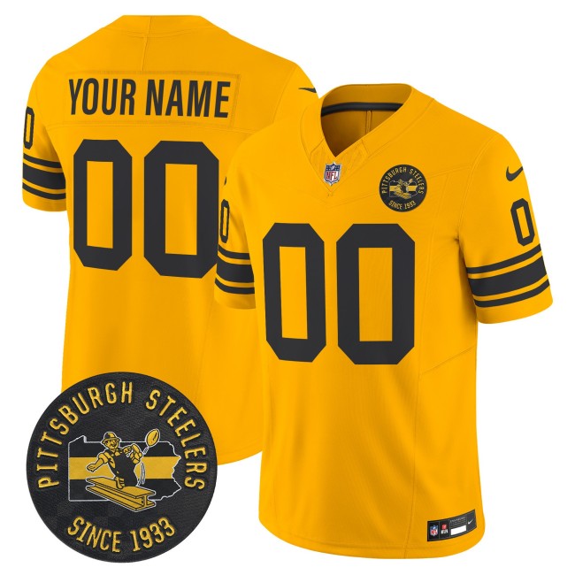 Pittsburgh Steelers Custom Gold Throwback 1962 FUSE Vapor Limited Stitched Jersey - Est. 1933 Patch