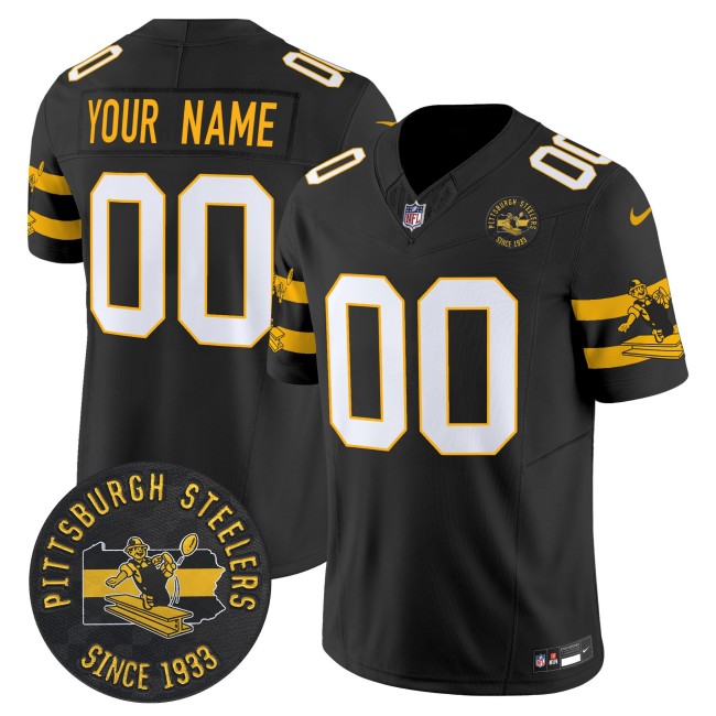 All Gender Pittsburgh Steelers Custom Black FUSE Throwback 1933 Patch Vapor Limited Stitched NFL Jersey