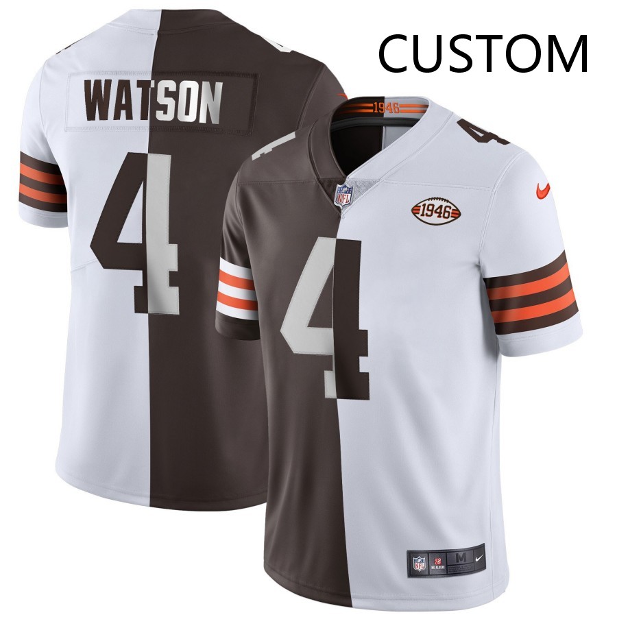 Cleveland Browns Custom Brown White Split Nike Vapor Limited NFL Jersey 1946 Patch