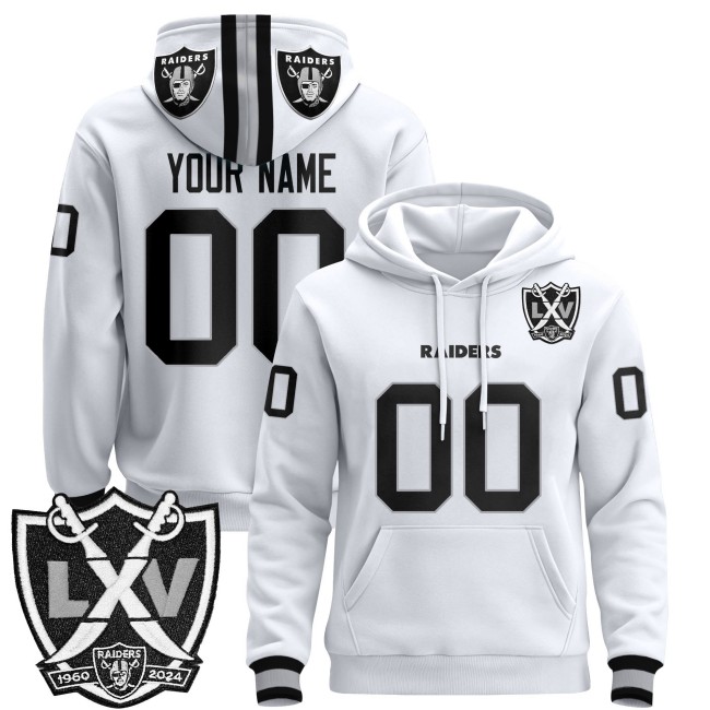 Las Vegas Raiders 2025 Premium Custom Pullover Hoodie White Limited - All Stitched