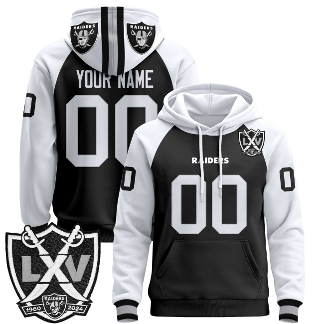 Las Vegas Raiders 2025 Premium Custom Pullover Hoodie Black White - All Stitched