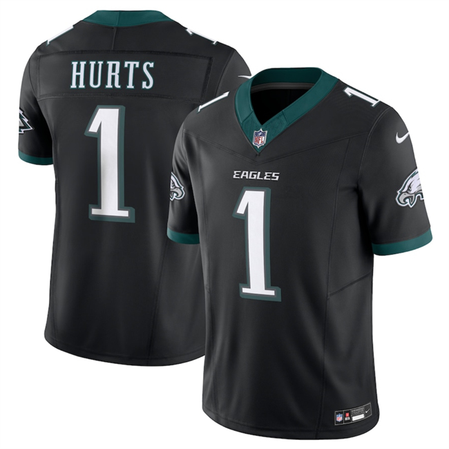 Youth Philadelphia Eagles #1 Jalen Hurts Black New F.U.S.E Vapor Untouchable Limited Stitched Football Jersey