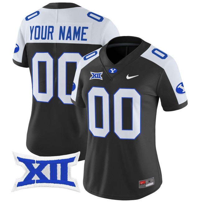Women's BYU Cougars Custom Black White 2025 Nike Vapor Limited Stitched Football Jersey