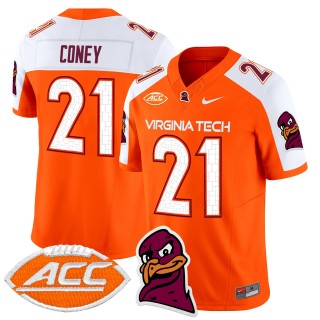Men's Virginia Tech Hokies #21 Jeremiah Coney Orange Alternate 2025 Nike F.U.S.E. Vapor Limited Stitched College Football Jersey