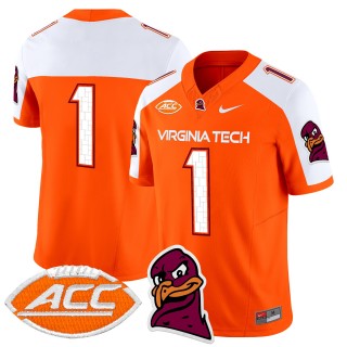 Men's Virginia Tech Hokies #1 Orange Alternate 2025 Nike F.U.S.E. Vapor Limited Stitched College Football Jersey