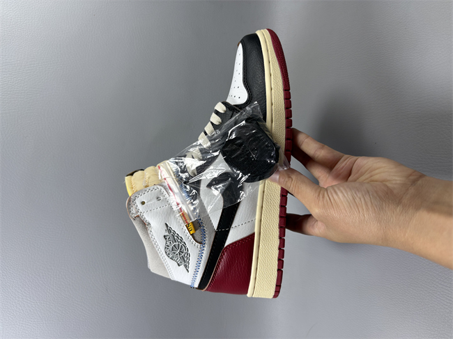 Men's Running Weapon Air Jordan 1 Black White Red Shoes 0736 Sneaker