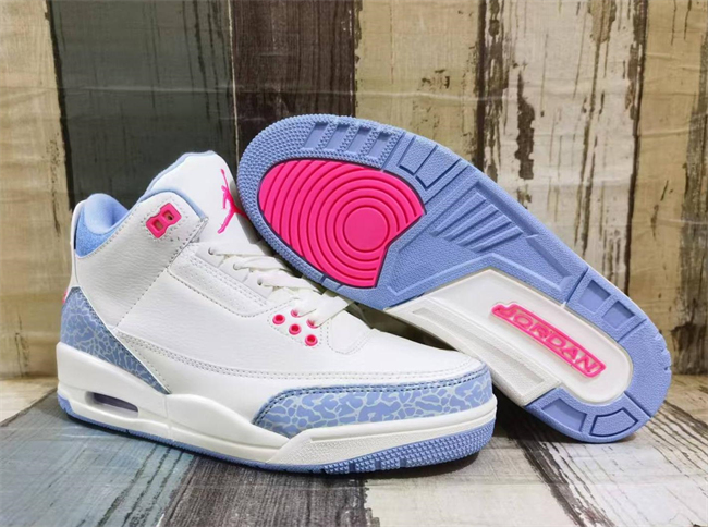 Men's Running weapon Air Jordan 3 White Blue Shoes 0135 Sneaker