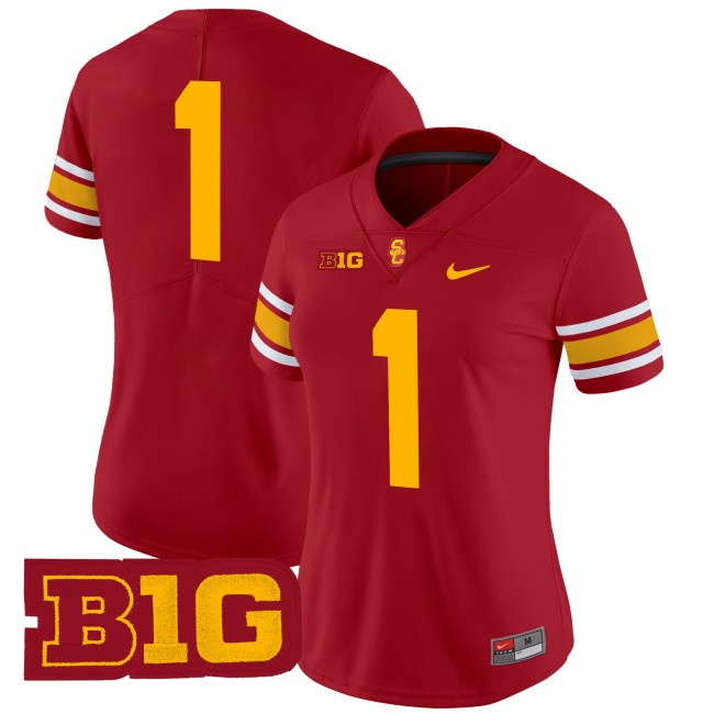 Women's USC Trojans #1 Throwback 2025 Nike Limited Football Jersey - Cardinal