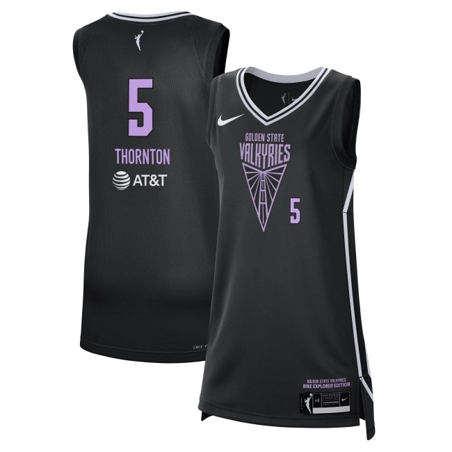 Unisex Golden State Valkyries #5 Kayla Thornton Black Nike 2025 Explorer Edition Victory Stitched Jersey