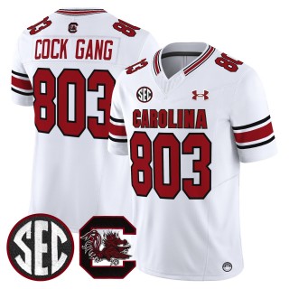 Men's South Carolina Gamecocks 803 Cock Gang White 2025 Vapor Limited Stitched Football Jersey