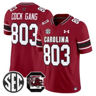 Men's South Carolina Gamecocks 803 Cock Gang Garnet 2025 Vapor Limited Stitched Football Jersey