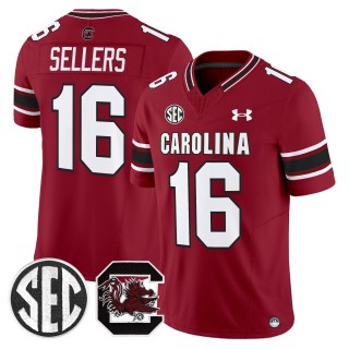 Men's South Carolina Gamecocks #16 LaNorris Sellers Garnet 2025 Vapor Limited Stitched Football Jersey
