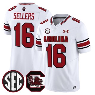 Men's South Carolina Gamecocks #16 LaNorris Sellers White 2025 Vapor Limited Stitched Football Jersey