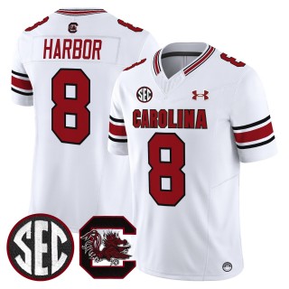 Men's South Carolina Gamecocks #8 Nyck Harbor White 2025 Vapor Limited Stitched Football Jersey