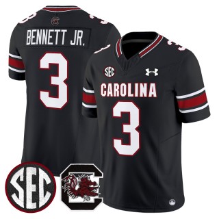 Men's South Carolina Gamecocks #3 Mazeo Bennett Jr. Black 2025 Vapor Limited Stitched Football Jersey